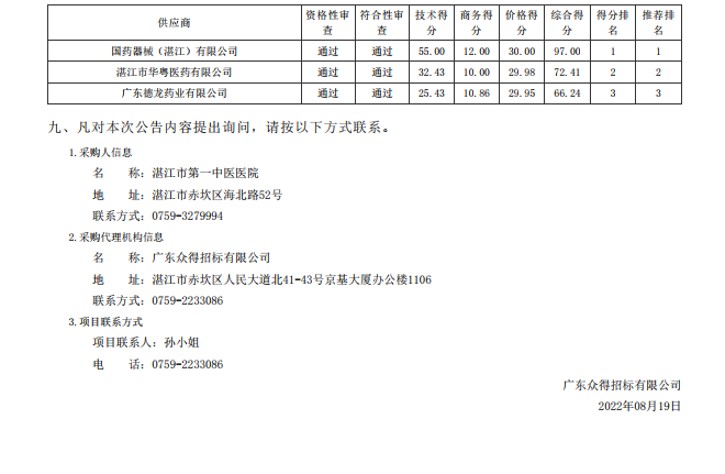湛江市第一中醫醫院醫療設備采購項目【項目編號：ZDZJ22-Z21116】中標 公告(圖2)